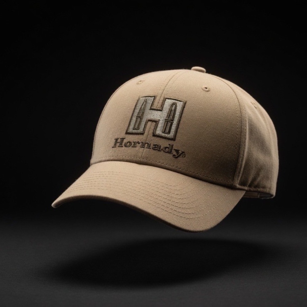 Hornady Tan Khaki Snapback Ball Cap Hat Embroidered Logo Hunting Shooting Mens
